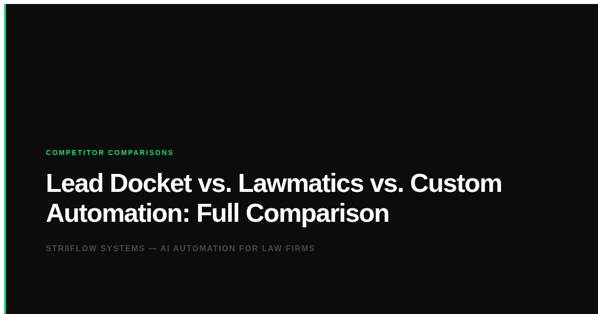 Lead Docket vs. Lawmatics vs. Custom Automation: Full Comparison